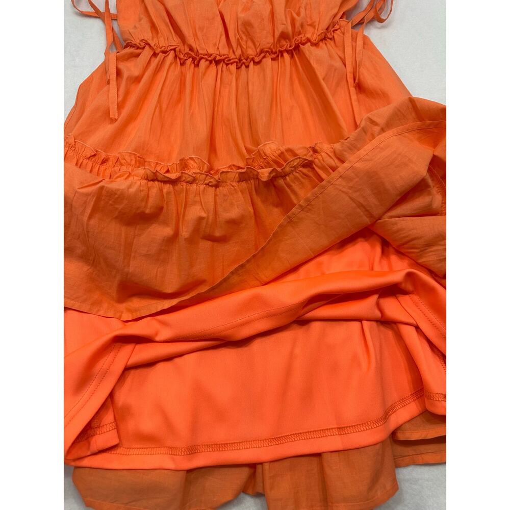 NWT Miss Ord Orange Tiered Ruffle Mini Dress Adjustable Tie Straps Size XS - Picture 7 of 11